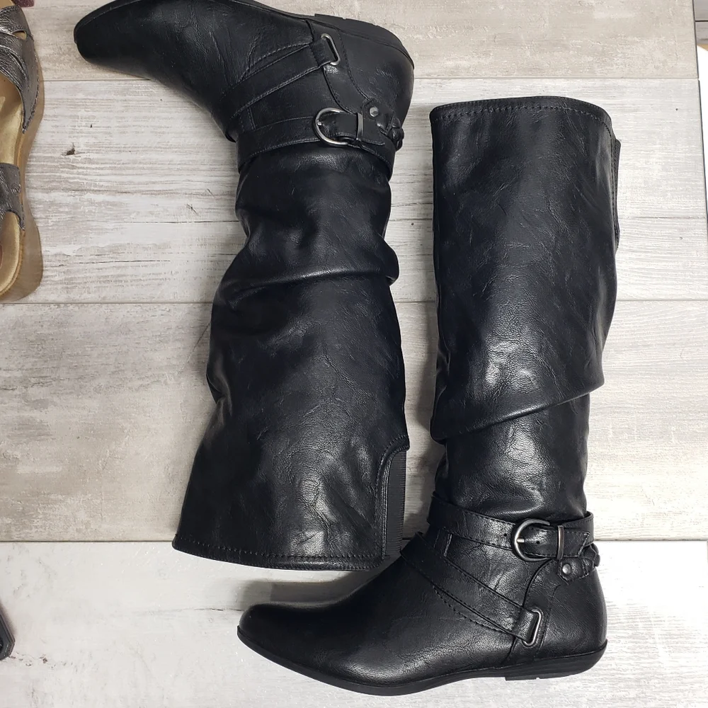 White Mountain Knee-High Boots Size 7 Black Fairfield Rider Boots